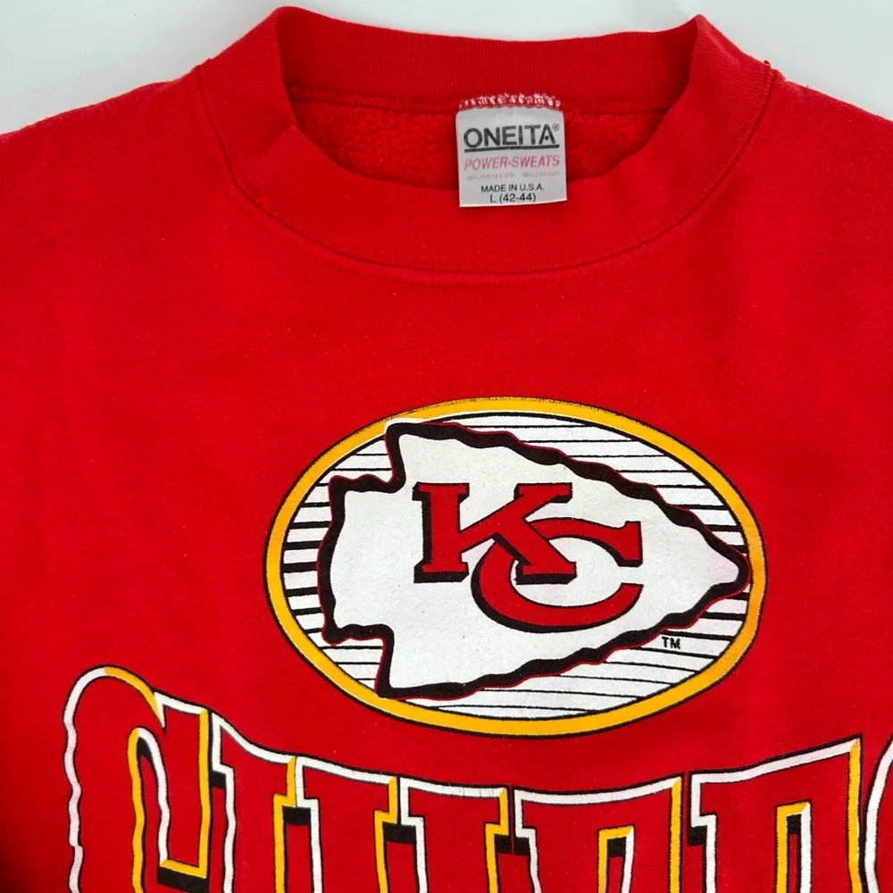 Vintage 1995 Kansas City Chiefs Crewneck Sweatshirt Oneita Power Sweats Size L - Picture 2 of 9